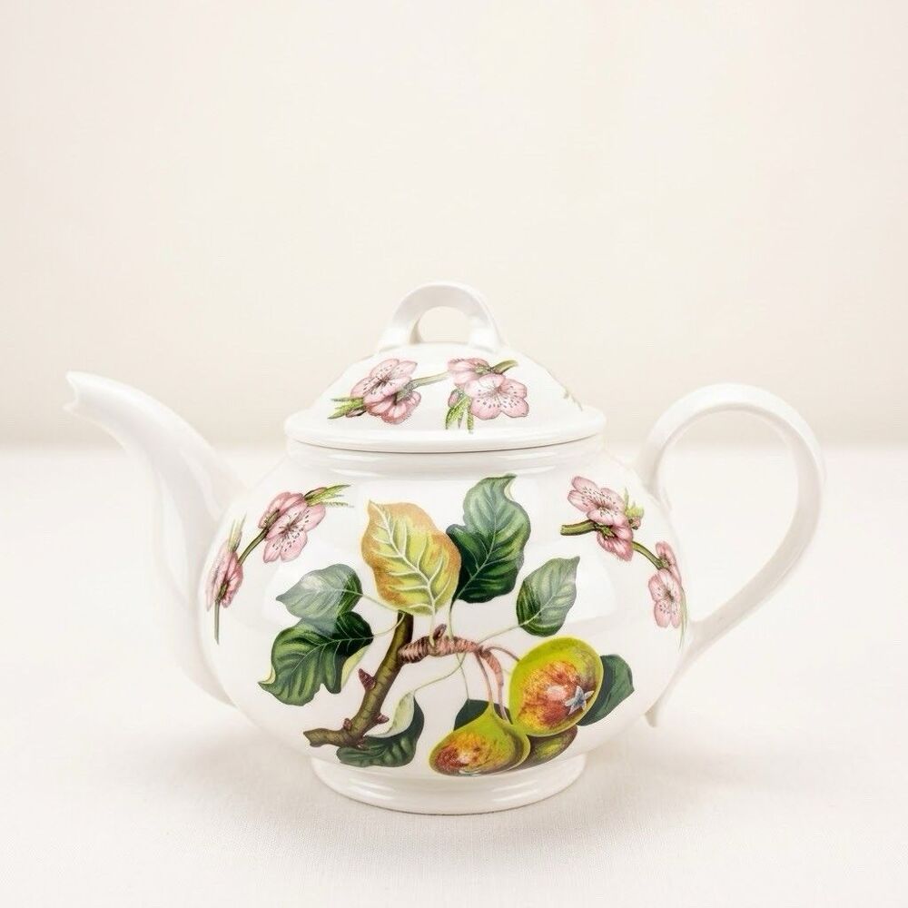 Vtg Portmeirion Pomona Porcelain Teapot Teinton Squash Pear Pattern Britain 2pts